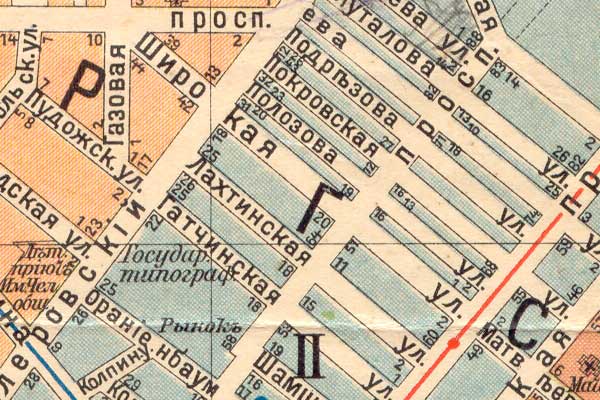 Широкая улица на карте Петербурга 1913 года